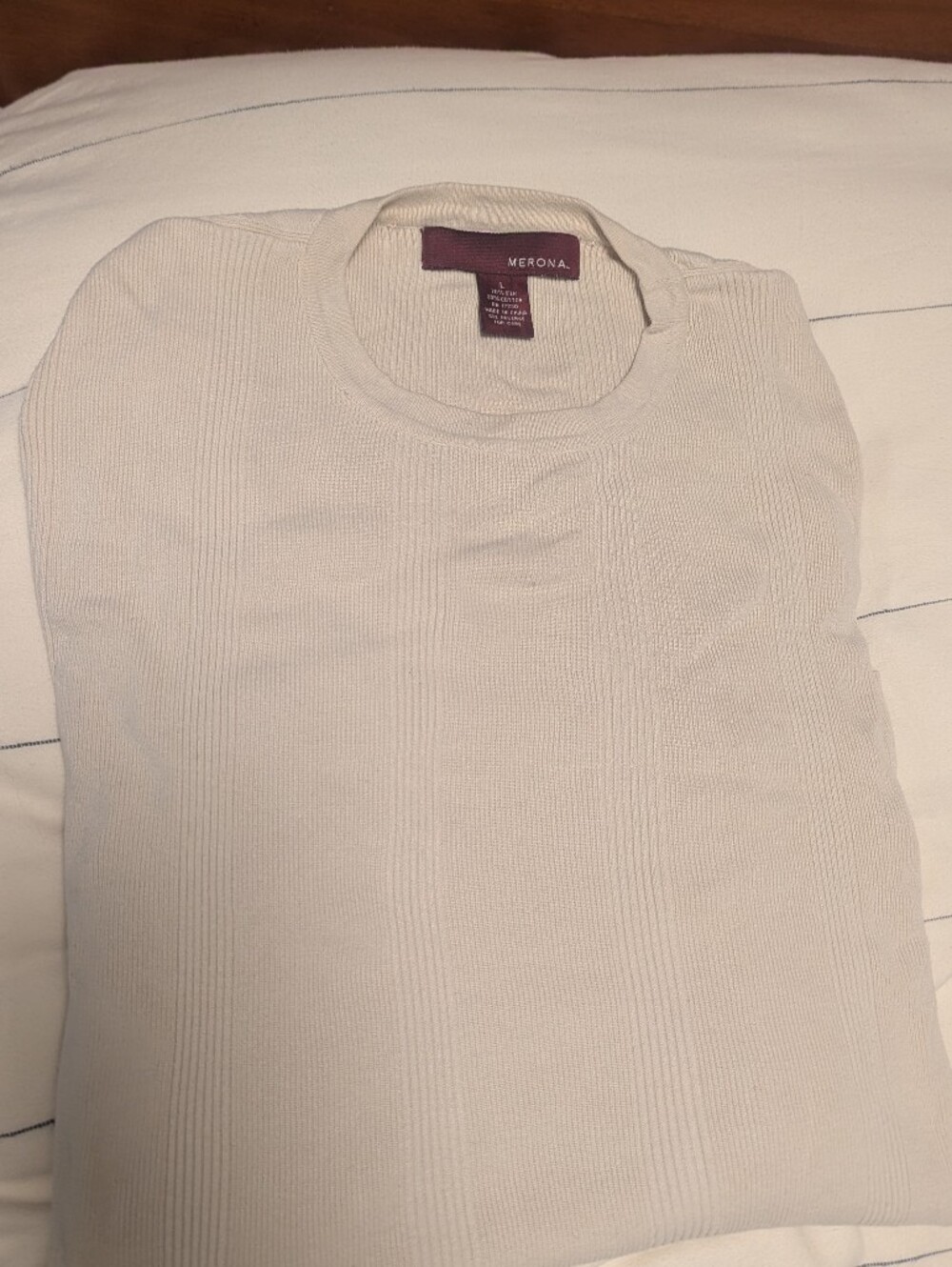 Merona Men's Cream Ribbed Crewneck Sweater 70% Silk 30% Cotton